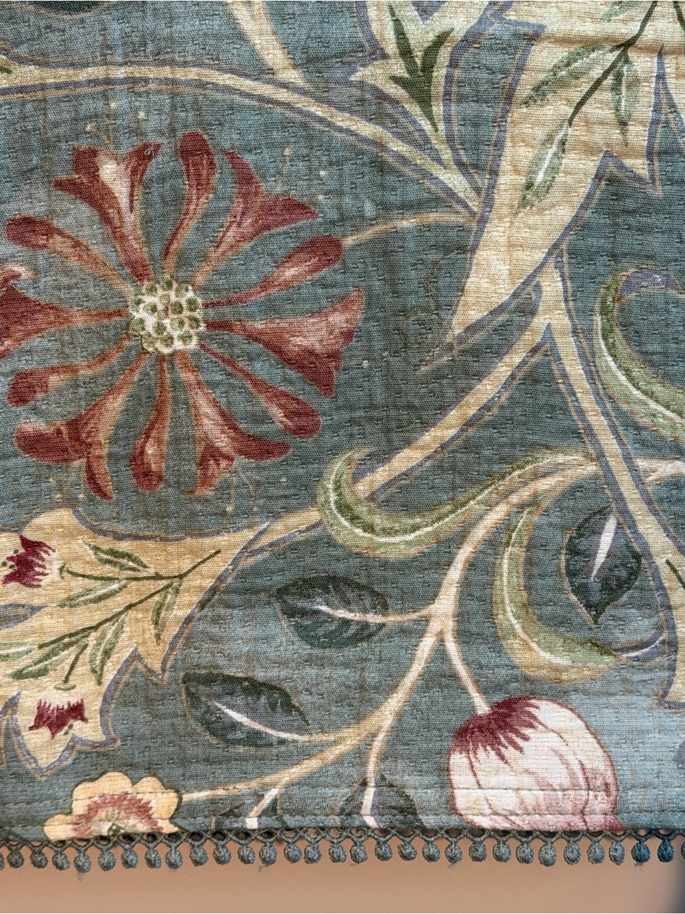 Morris & Co. NWT Beautiful Wilhelmina Floral Shower Curtain Teal & Red 72” x 72” - Picture 3 of 7